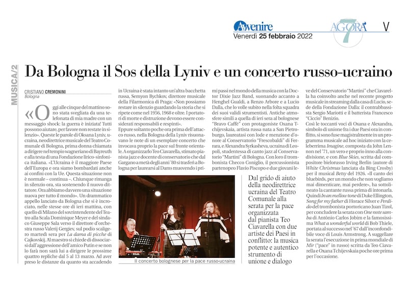 Da Bologna il Sos della Lyniv e un concerto russo-ucraino