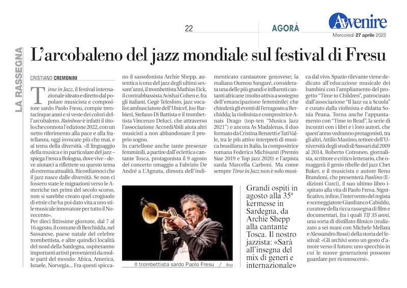 L’arcobaleno del jazz mondiale sul festival di Fresu